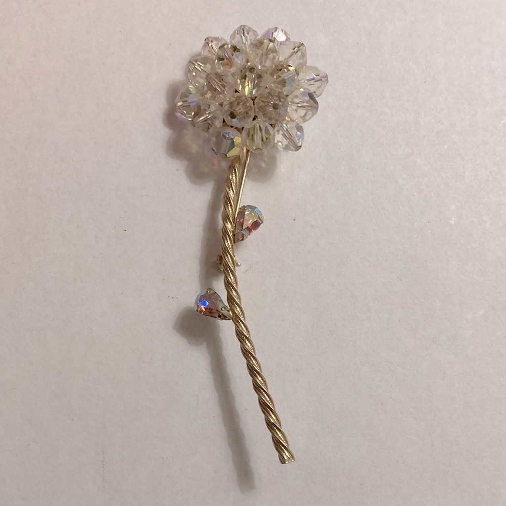 Large Alice Caviness Goldtone And Crystal Brooch